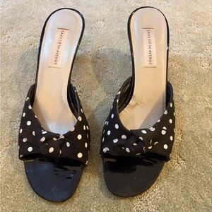 Saks Fifth Avenue Vintage Polka Dot Kitten Heel Mules